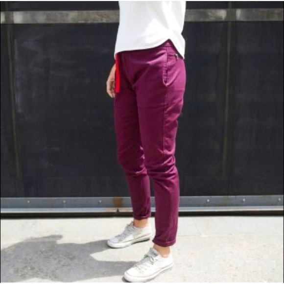 Topo Designs Womens Climb Pants Size L Organic Cotton Outdoor Hiking NWT Burgund - Picture 2 of 15